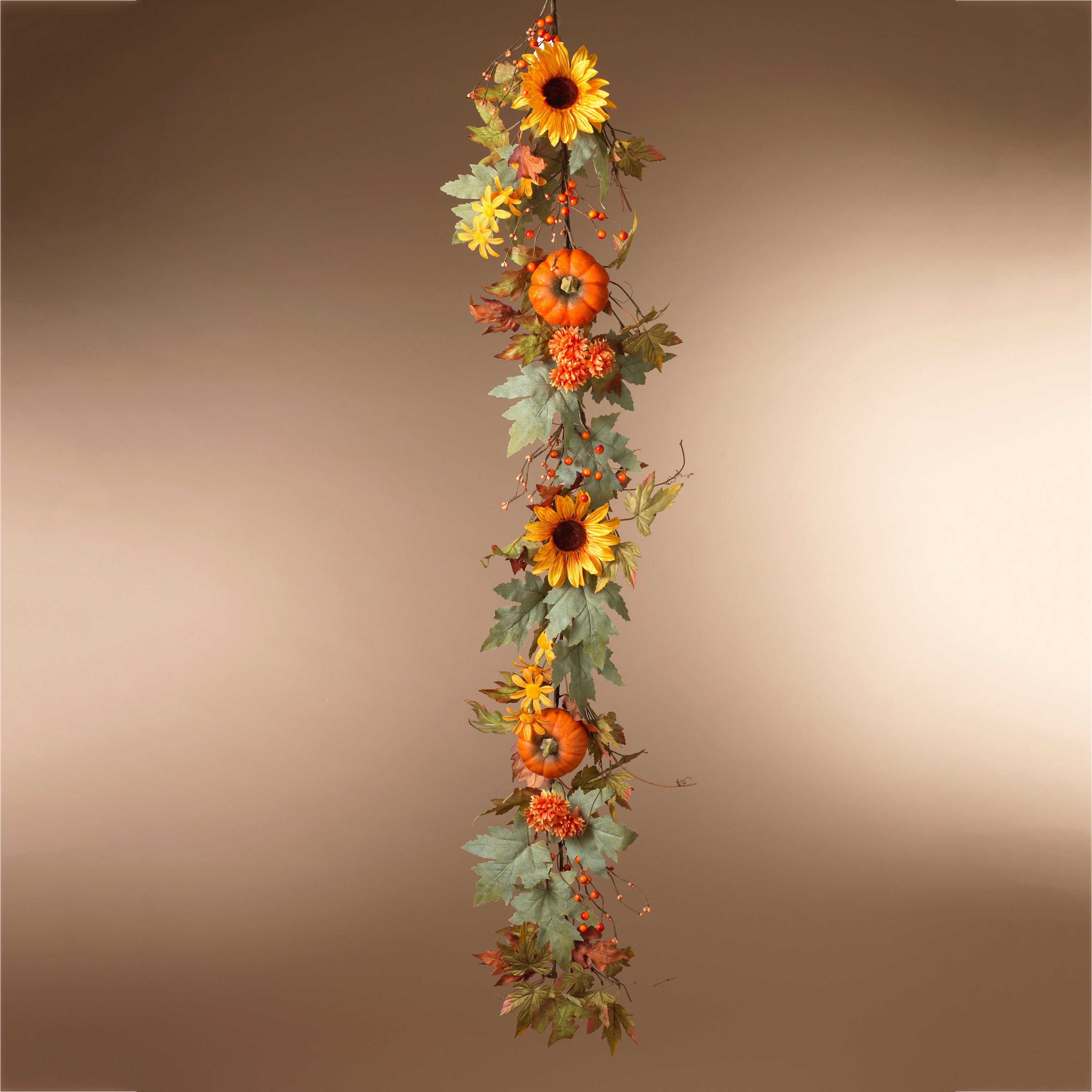 Autumn Fall Harvest Garland with Pumpkin and Berry Accents